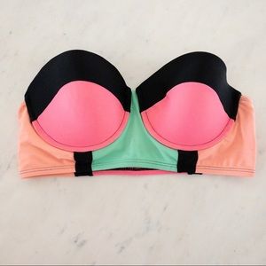 the bikini lab color block neon bikini top, size m